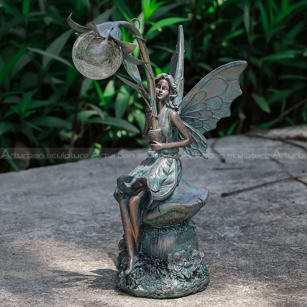 Large Outdoor Fairy Statues, Fairy Sitting on Mushroom