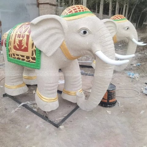 Natural Fiber Life Size Big Elephant Statue 11 feet, For Exterior