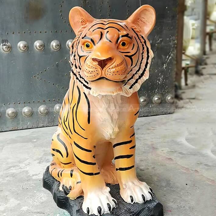 Very Large Italian Ceramic Tiger Statue Sculpture
