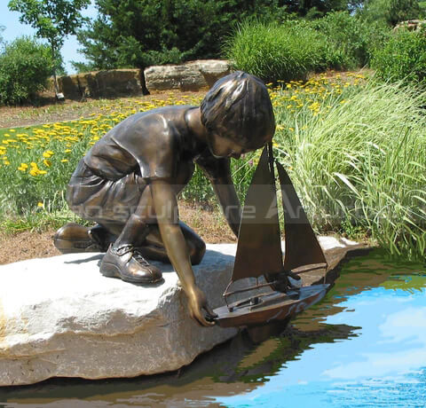 Large Fishing Boy Fountain Bronze Statue