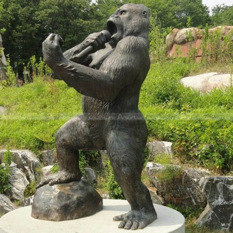 Red Gorilla Statue Art Decor - YouFine Art Sculpture
