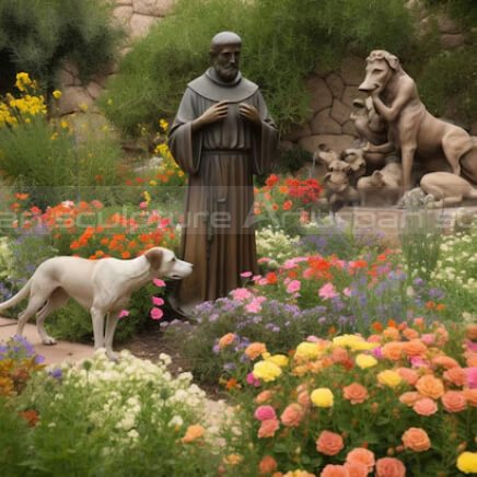st francis garden statue with dog