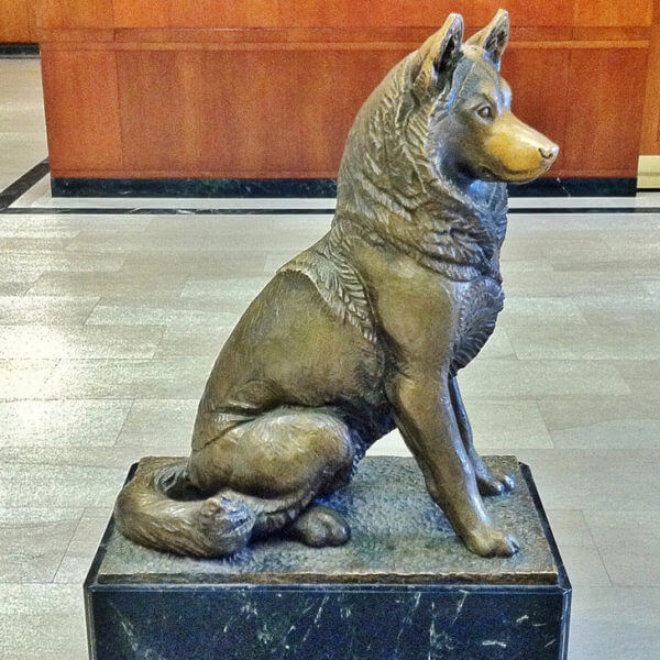 brass dog sculpture