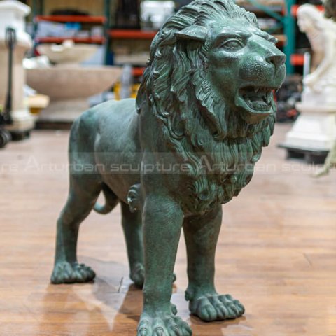 bronze-lion-roaring-statue