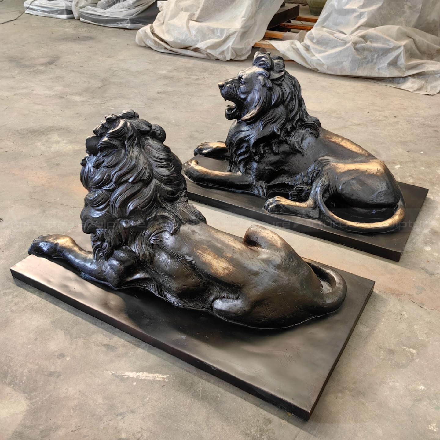 pair of lion statues