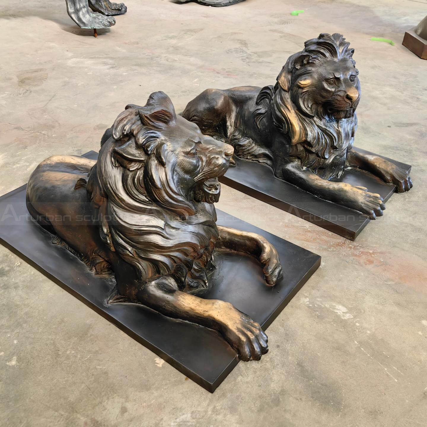 pair of lion statues