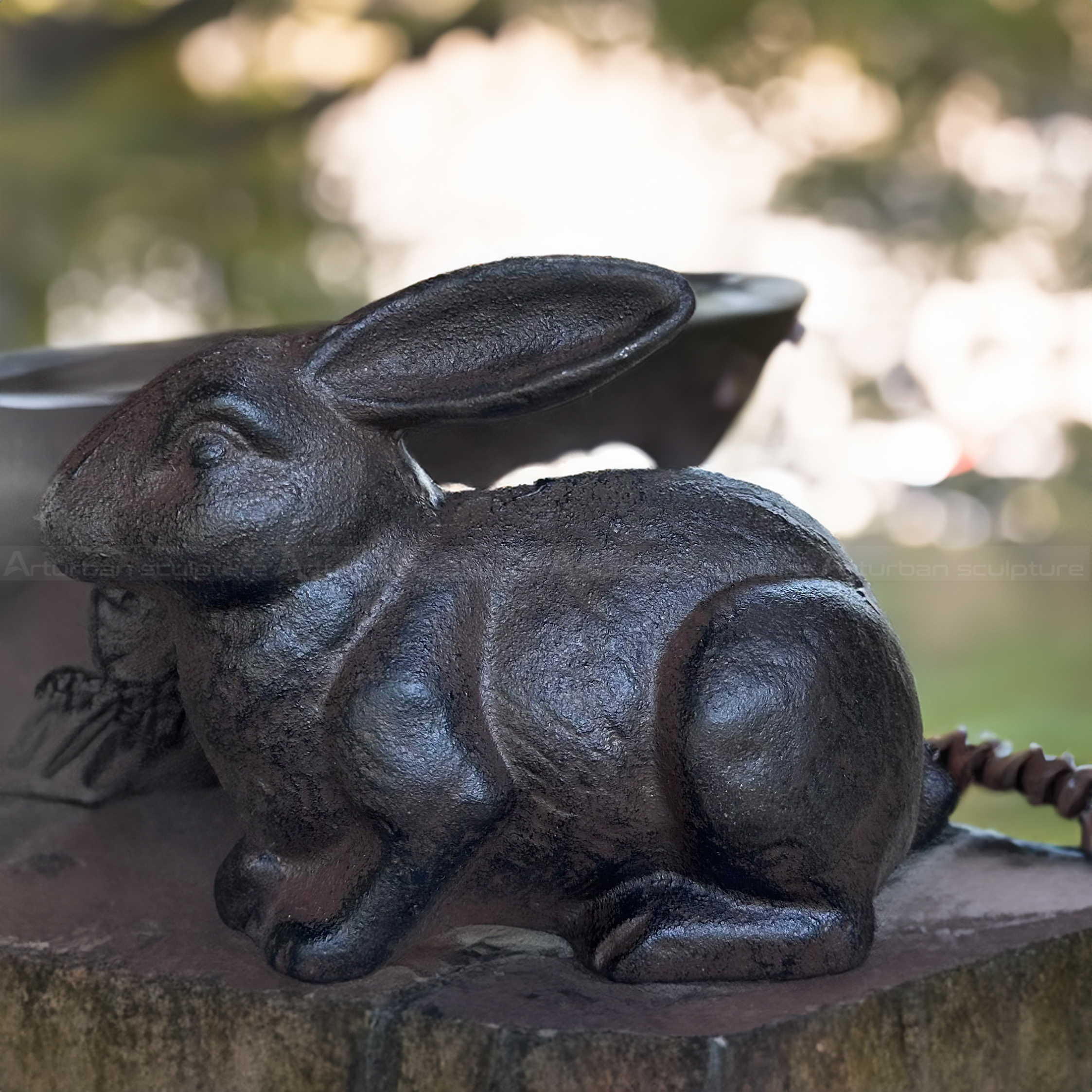 cast iron rabbit statue