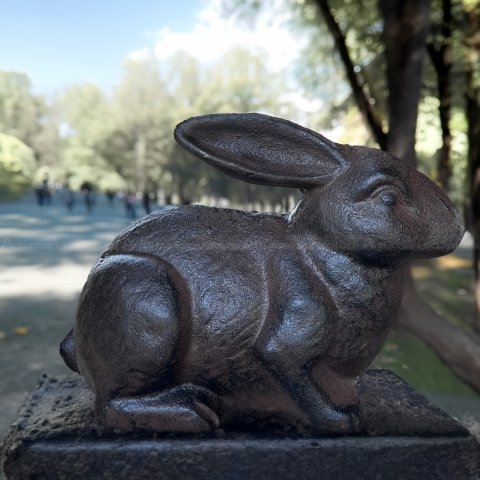 cast iron rabbit statue