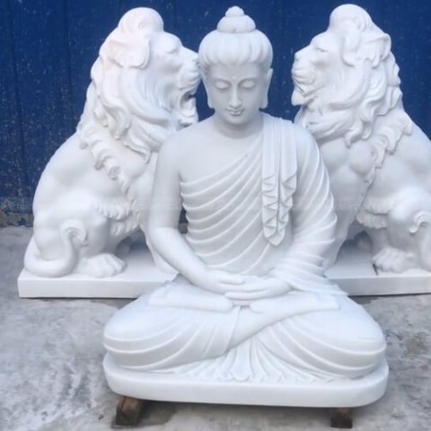 White Sitting Buddha Statue