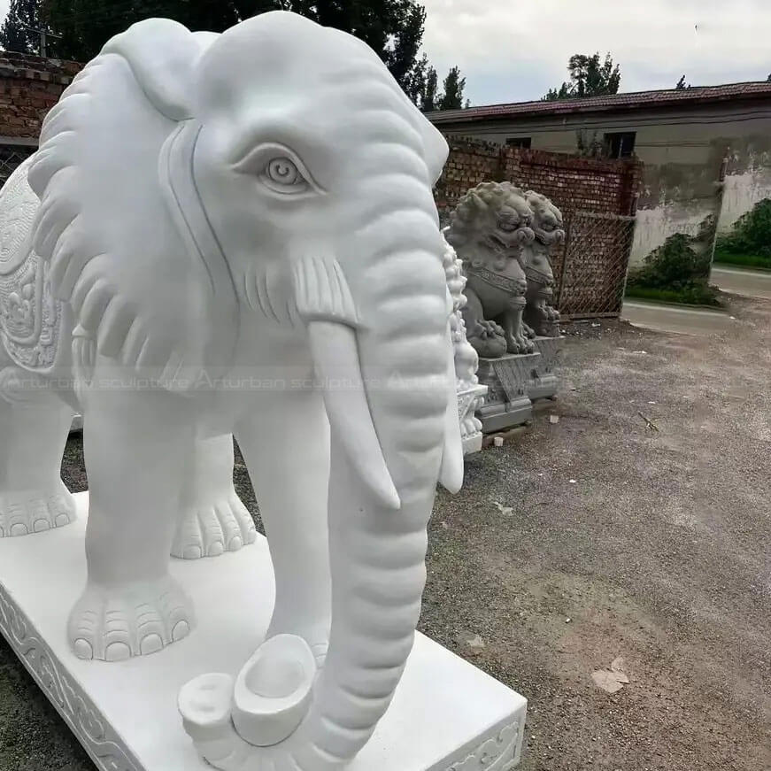 Marble Elephant Pair