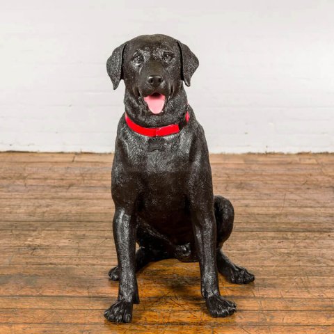 Black Lab Dog Statue