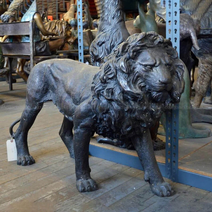 Vintage Bronze Lion Statue