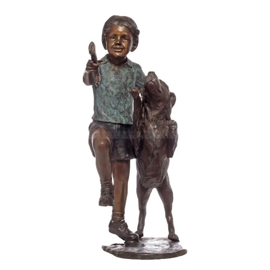 Boy And Dog Statue