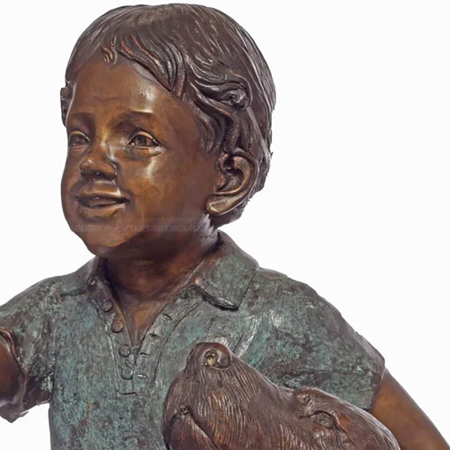 Boy And Dog Statue