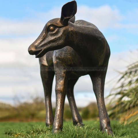 Bronze Deer Yard Statue