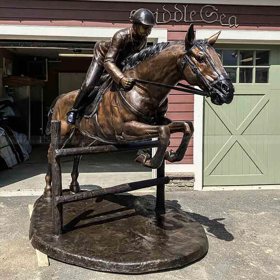 Bronze Horse and Jockey Sculpture