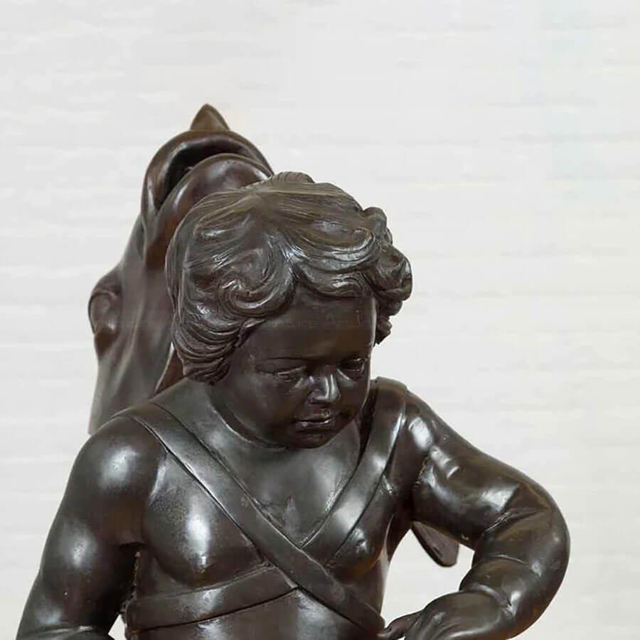 Putto With Dolphin Sculpture