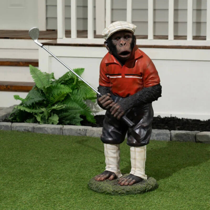 golfing monkey statue